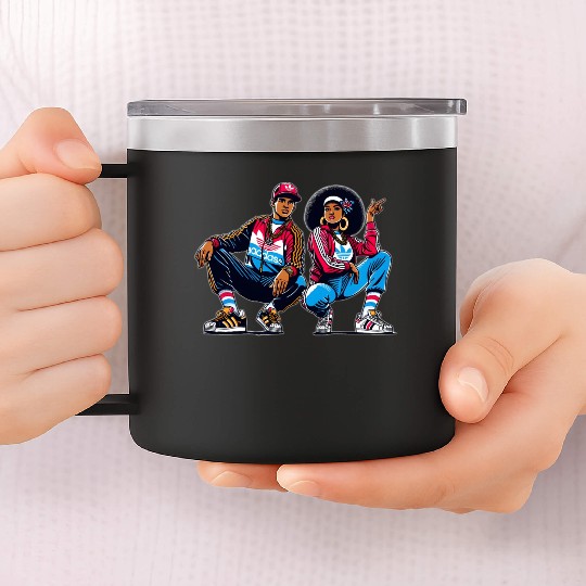 AI 1980s B-Boy & FlyGirl GTA Style 14oz Stainless Steel Tumblers