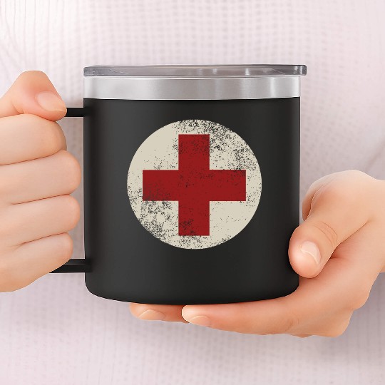 WW2 Combat Medic Symbol 14oz Stainless Steel Tumblers
