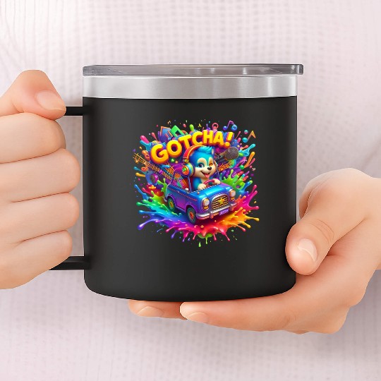 Stellar Cadence: Symphony of Neon Hues - GoTCha! 14oz Stainless Steel Tumblers