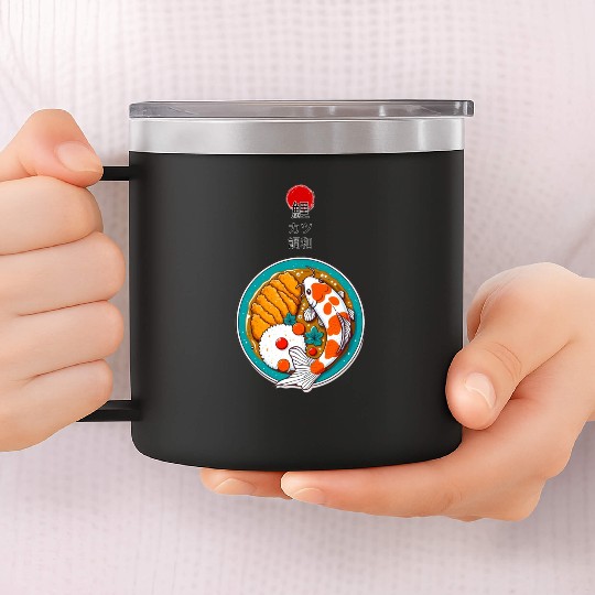 Harmony of Koi Fish and Katsu Delight 14oz Stainless Steel Tumblers