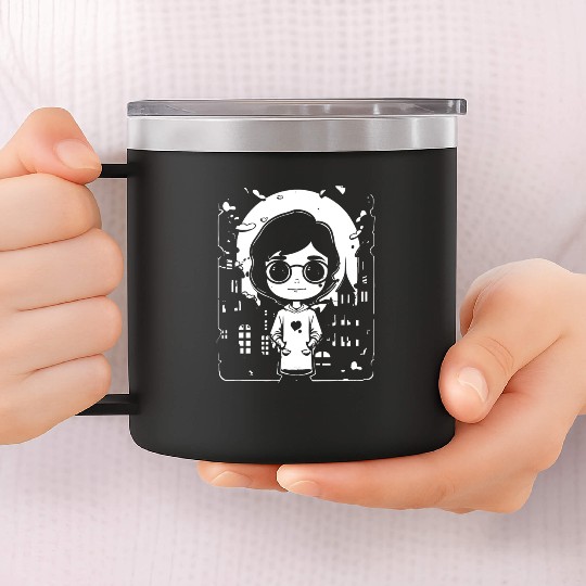 Cute Chibi Anime Science Girl 14oz Stainless Steel Tumblers