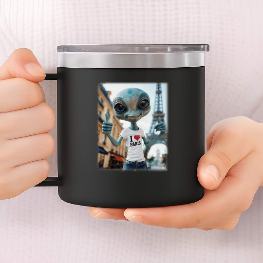A Alien in Paris. I love Paris 14oz Stainless Steel Tumblers