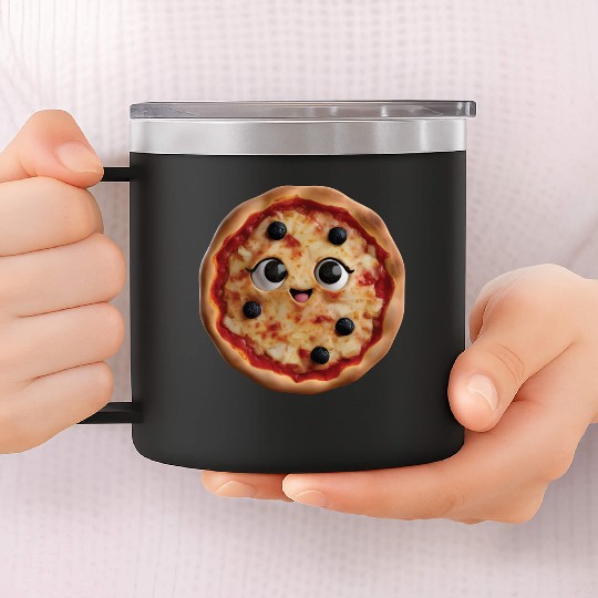 Happy Pizza Realistic 14oz Stainless Steel Tumblers