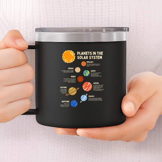 Colorful Solar System Planets Space Science 14oz Stainless Steel Tumblers