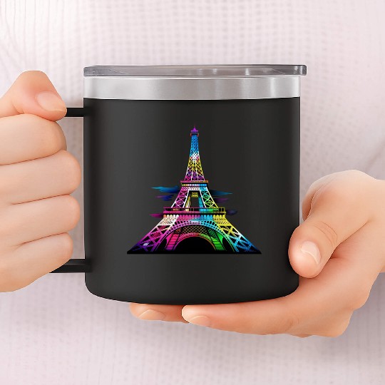 Street style graphic design of the Eiffel Tower 14oz Stainless Steel Tumblers
