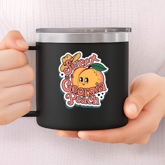 Sweet as a Georgia Peach Sticker.t-shits 14oz Stainless Steel Tumblers