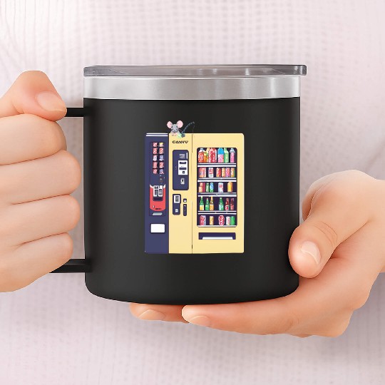 Japanese vending machine with little friend. 14oz Stainless Steel Tumblers