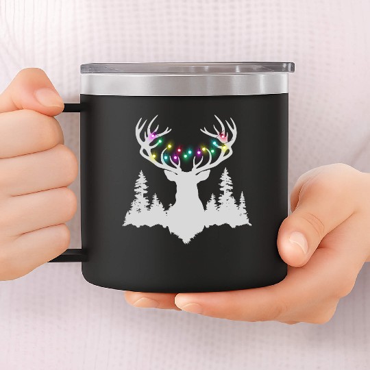 Christmas deer with christmas lights 14oz Stainless Steel Tumblers