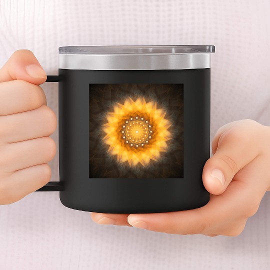 Geometric Sunflower Mandala Art Print 14oz Stainless Steel Tumblers