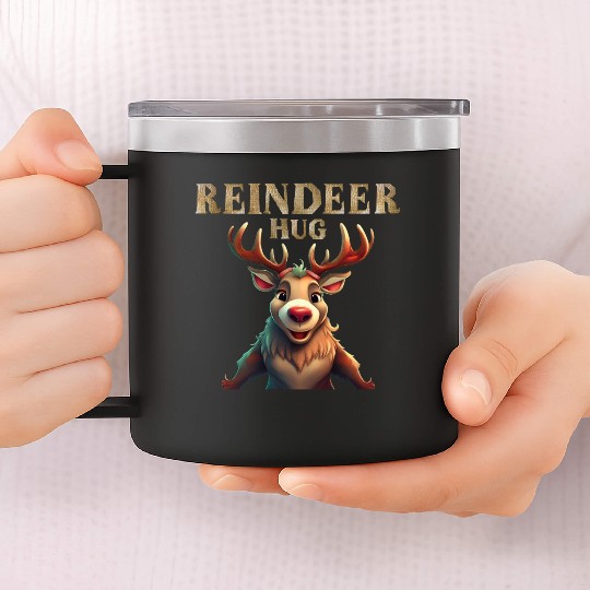 Reindeer Hug - A Warm Holiday Embrace 14oz Stainless Steel Tumblers