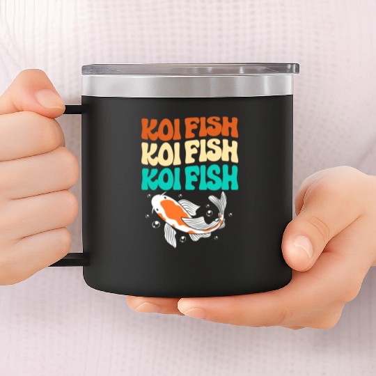 Retro Colorful Koi Fish Japanese Koi Carp Fish 14oz Stainless Steel Tumblers