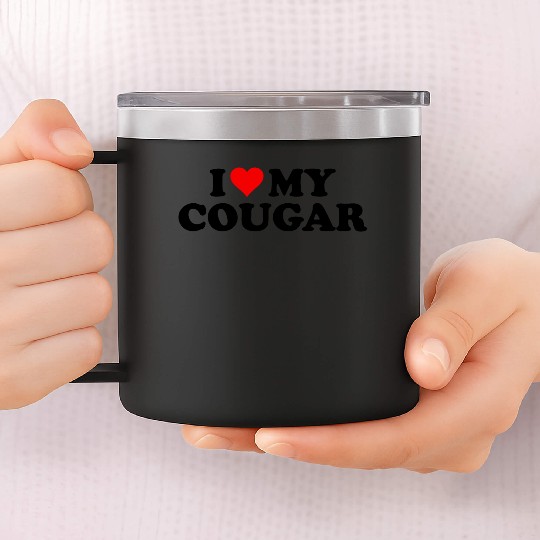 I Love Cougars Cougar Humor Valentine's Day 3WH1 14oz Stainless Steel Tumblers