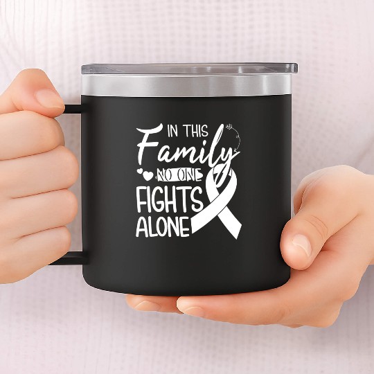 No one fights alone Lung Cancer Awareness Month 14oz Stainless Steel Tumblers