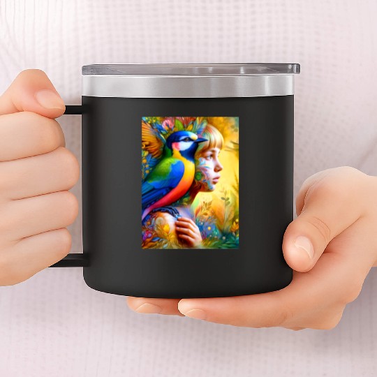 Bird is girl ai image  14oz Stainless Steel Tumblers