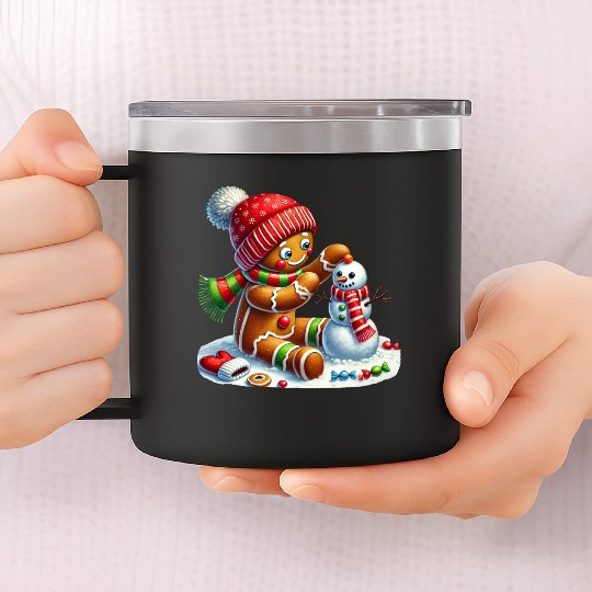 Gingerbread Christmas, Merry Christmas 14oz Stainless Steel Tumblers