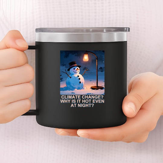 Frosty Snowman Under Street Lights Christmas 14oz Stainless Steel Tumblers