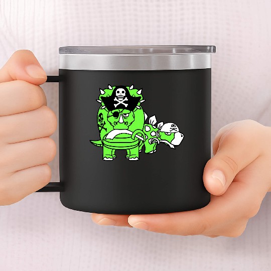 Triceratops Stegosaurus 2 Dinosaur Pirates Dinos 14oz Stainless Steel Tumblers