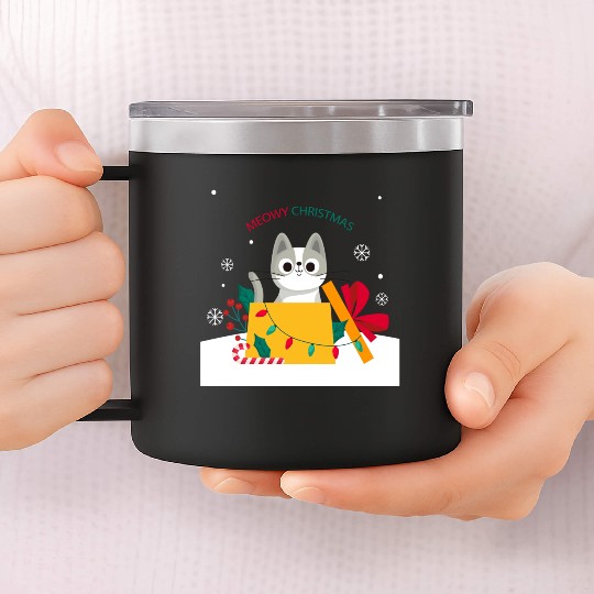 Meowy Christmas Surprise! 14oz Stainless Steel Tumblers