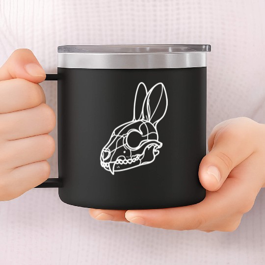 Minimalistic Vector Rabbit Skull Kids Drawing 14oz Stainless Steel Tumblers