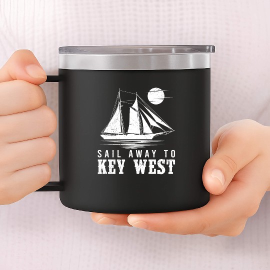 Florida SAIL AWAY TO KEY-WEST Florida Keys 14oz Stainless Steel Tumblers