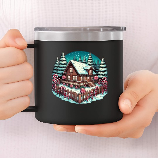 Candy Cane Cabin - Christmas Gifts 14oz Stainless Steel Tumblers