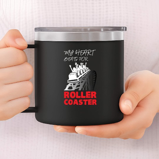 My Heart Beats for Roller Coaster 14oz Stainless Steel Tumblers
