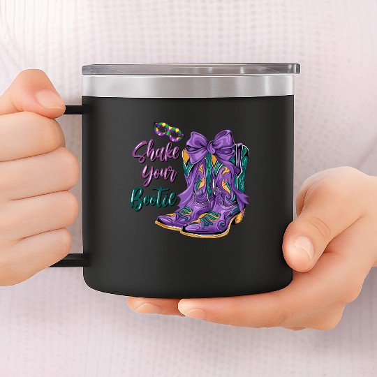 Shake Your Bootie | Mardi Gras Cowboy Boots 14oz Stainless Steel Tumblers