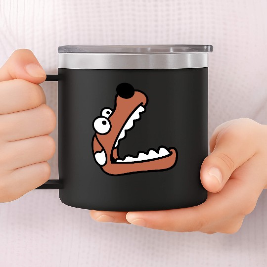 Dog Big Mouth Snout Hunger Looks Up Greedy Eating 14oz Stainless Steel Tumblers