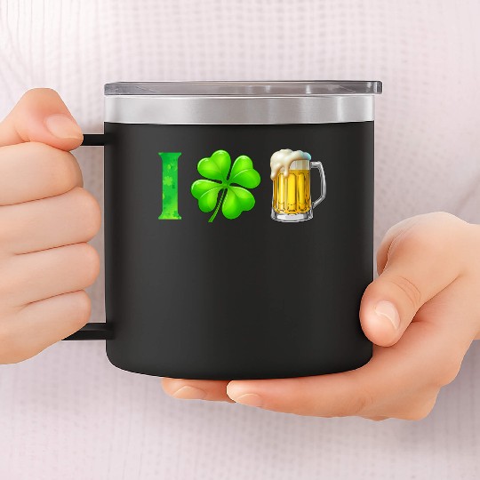 I Shamrock Beer Funny St Patrick's Day I Love Beer 14oz Stainless Steel Tumblers