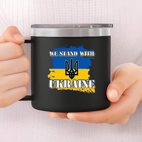 We Stand With Ukraine Support 14oz Stainless Steel Tumblers