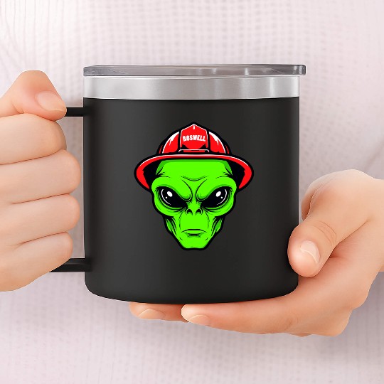 Grey Alien Fireman 14oz Stainless Steel Tumblers