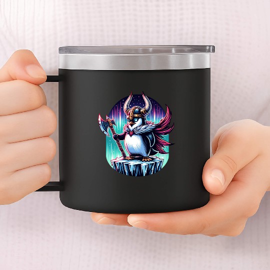 Viking Penguin Warrior Under Northern Lights 14oz Stainless Steel Tumblers
