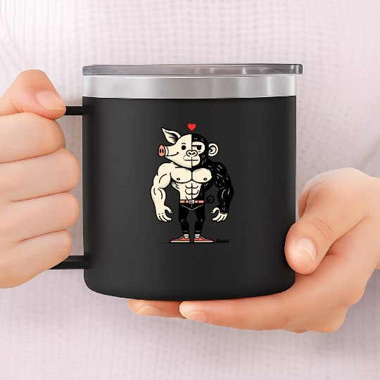 Half Pig, Half Ape – Full Muscle Love 14oz Stainless Steel Tumblers