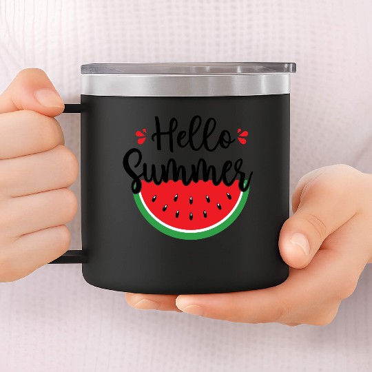 Hello Summer Watermelon Sweet Summer 14oz Stainless Steel Tumblers