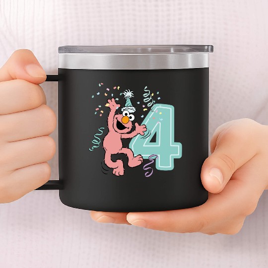 Sesame Street Birthday Design With Elmo 4 Years 14oz Stainless Steel Tumblers