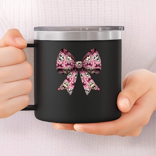 Coquette Bow Theatre Mask Pattern Drama Comedy 14oz Stainless Steel Tumblers