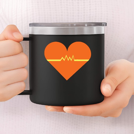Heartbeat with Heart health care and Cardiac 14oz Stainless Steel Tumblers