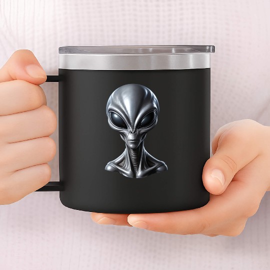 Realistic Grey Alien Extraterrestrial 14oz Stainless Steel Tumblers