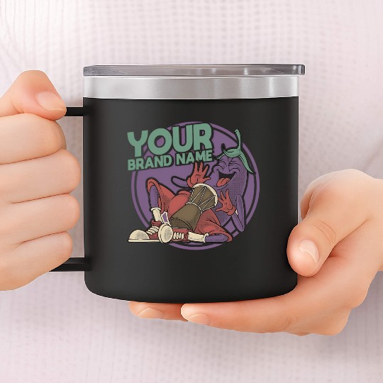 Funky Eggplant Drummer – Funny Cartoon Music T-Shi 14oz Stainless Steel Tumblers