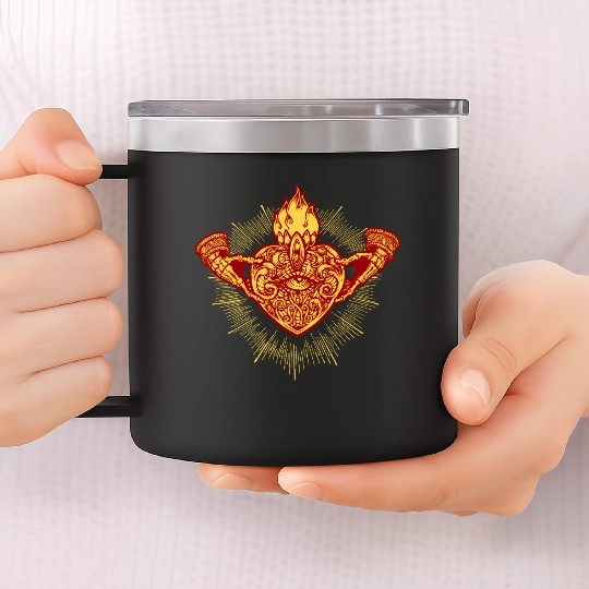 Sacred Heart Claddagh Symbol - Fire 14oz Stainless Steel Tumblers
