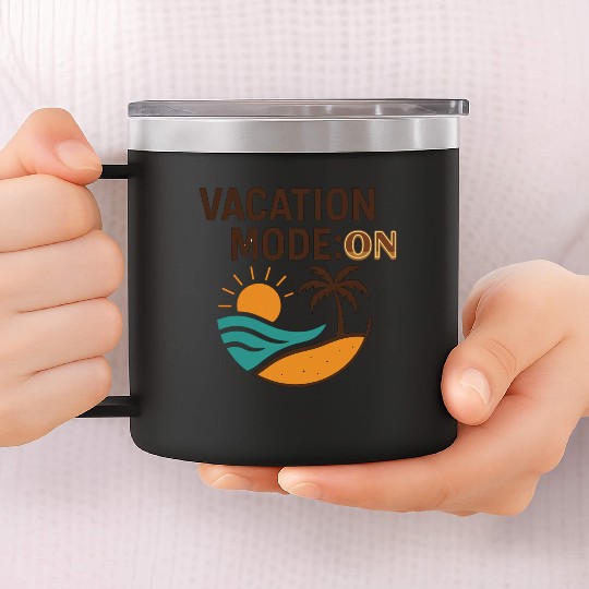 Vacation Mode: Activated – Beach Escape 14oz Stainless Steel Tumblers