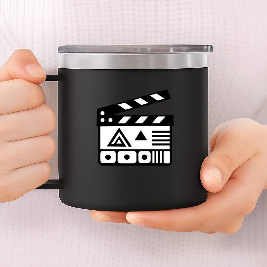 Film Clapboard Icon – Cinematic Design 14oz Stainless Steel Tumblers