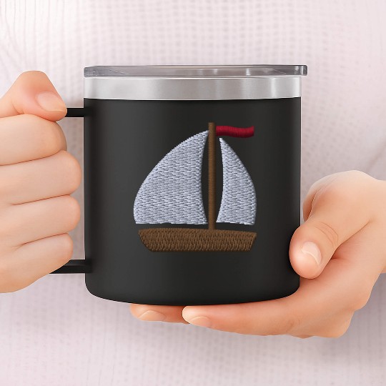 Sailboat embroidered 14oz Stainless Steel Tumblers