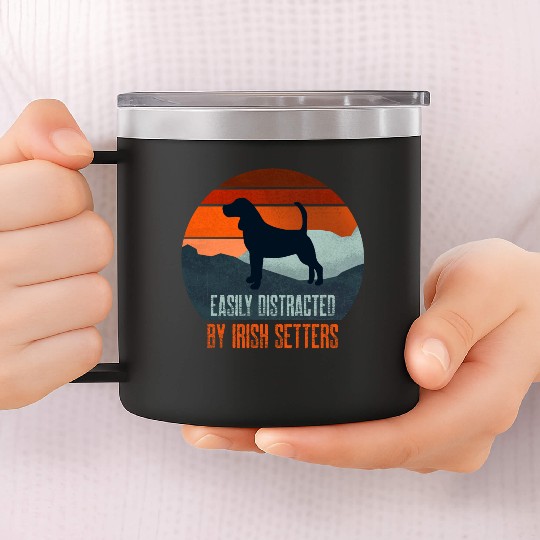 Easily Distracted By Irish Setters Dog Walking 14oz Stainless Steel Tumblers