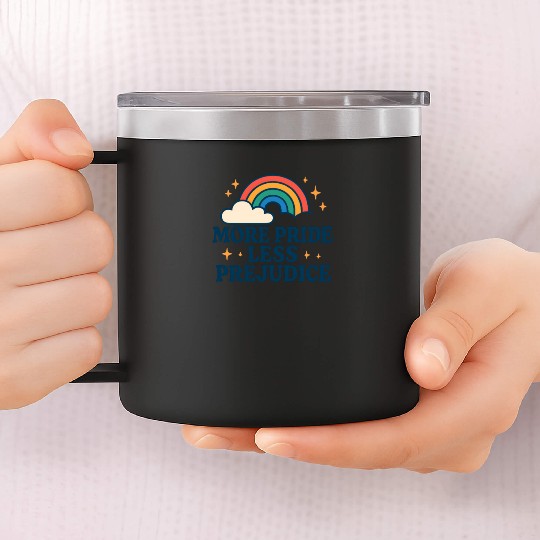 More Pride Less Prejudice Rainbow Pride Month LGBT 14oz Stainless Steel Tumblers