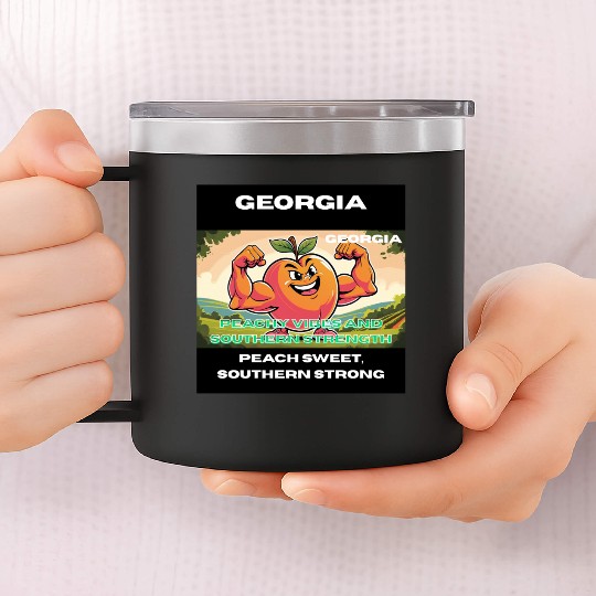 Georgia Peach State Art 14oz Stainless Steel Tumblers