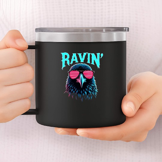 Ravin' Rave Festival Fun with Cool Raven 14oz Stainless Steel Tumblers