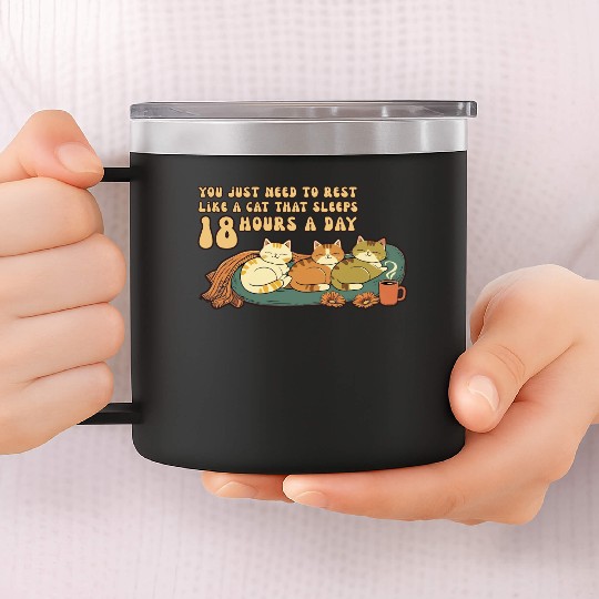 Relaxing Cat Nap Quote Design 14oz Stainless Steel Tumblers