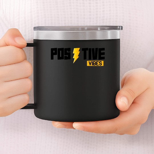 Positive Vibes Only – Motivational Lightning Bolt  14oz Stainless Steel Tumblers