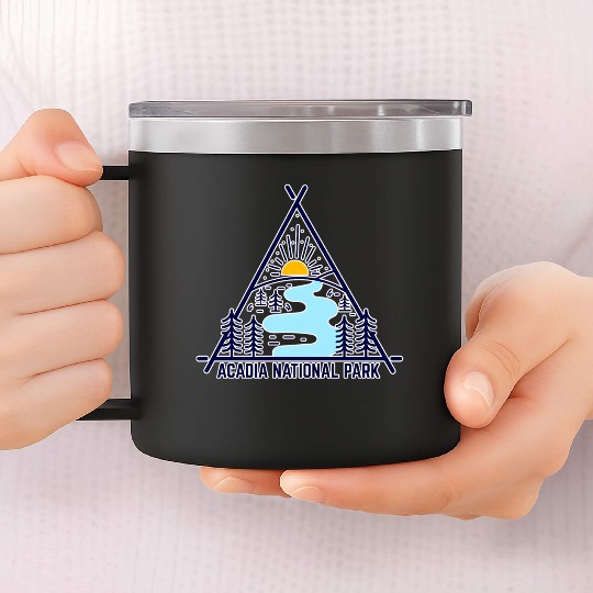 Acadia National Park Camping Scene 14oz Stainless Steel Tumblers